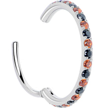 Load image into Gallery viewer, 20G Micro Gem Titanium Hinged Nose Hoop - Black Orange Nose Ring