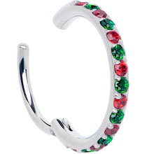 Load image into Gallery viewer, 20G Micro Gem Titanium Hinged Nose Hoop - Christmas Nose Ring