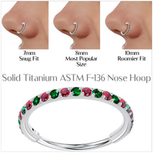 Load image into Gallery viewer, 20G Micro Gem Titanium Hinged Nose Hoop - Christmas Nose Ring