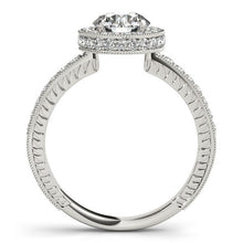 Load image into Gallery viewer, 14k White Gold Milgrain Border Diamond Pave Engagement Ring (1 1/2 cttw)