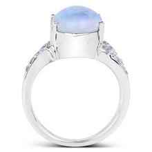 Load image into Gallery viewer, 4.12 Carat Genuine Triplet Opal and Tanzanite .925 Sterling Silver Ring