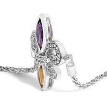 Load image into Gallery viewer, .925 Sterling Silver Marquise Purple Amethyst, Orange Citrine, and Diamond Accent Lariat 4â€-10†Fleur De Lis Adjustable Bolo Bracelet (I-J Color, I1-I2 Clarity)