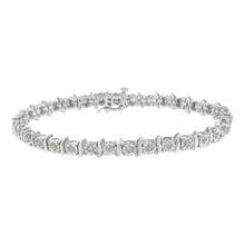 Load image into Gallery viewer, Two-Tone 10K Yellow Gold over .925 Sterling Silver 1.0 Cttw Diamond S-Curve Link Miracle-Set Tennis Bracelet (I-J Color, I3 Clarity) - 7"