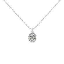 Load image into Gallery viewer, .925 Sterling Silver 1 1/2 Cttw Diamond Oval Cluster Pendant Necklace (I-J Color, I2-I3 Clarity) - 18"