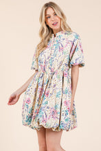 Load image into Gallery viewer, New Summer Floral Eyelet Lace Puff Sleeve Mini Shirt Dress For Women โ Elegant, Trendy, Chic and Feminine Mini Shirt Dress with Puff Sleeves and Floral Eyelet Lace