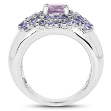 Load image into Gallery viewer, 2.43 Carat Genuine Amethyst and Tanzanite .925 Sterling Silver Ring