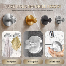 Load image into Gallery viewer, 2-Pack: Strong Suction Cup Hooks – Silver Brushed Stainless Steel, No Drilling Required