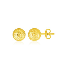 Load image into Gallery viewer, 14k Yellow Gold Ball Earrings with Crystal Cut Texture