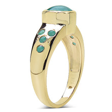 Load image into Gallery viewer, 14K Yellow Gold Plated 1.55 Carat Genuine Emerald & White Diamond .925 Sterling Silver Ring