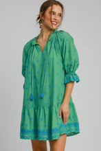 Load image into Gallery viewer, Full Size Tassel Embroidered Sleeve Mini Dress Plus Size Feminine & Stylish Green Dress
