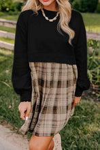 Load image into Gallery viewer, Vintage Plaid Round Neck Long Sleeve Mini Dress Cozy & Stylish Dress Retro Design Dress For Party