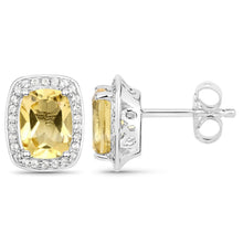 Load image into Gallery viewer, 2.81 Carat Genuine Citrine and White Topaz .925 Sterling Silver Earrings