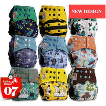 Load image into Gallery viewer, Modern 9/6PCS Set Bamboo Charcoal Washable Real Cloth Pocket NappiesFor Baby Boys and Girls Diaper Set In Modern Design