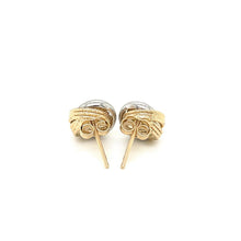 Load image into Gallery viewer, 14k Two-Tone Gold Multi-Textured Open Circle Style Entwined Earrings