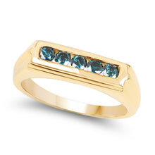Load image into Gallery viewer, 14K Yellow Gold Plated 0.40 Carat Genuine Blue Diamond .925 Sterling Silver Ring