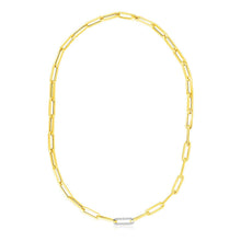 Load image into Gallery viewer, 14k Yellow Gold Paperclip Chain Necklace with Diamond Link