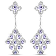 Load image into Gallery viewer, 3.90 Carat Genuine Tanzanite and White Topaz .925 Sterling Silver Earrings