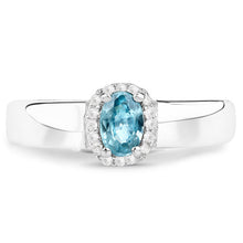 Load image into Gallery viewer, 0.68 Carat Genuine Blue Zircon and White Zircon .925 Sterling Silver Ring