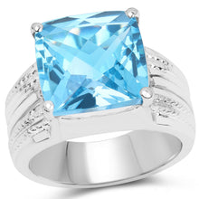 Load image into Gallery viewer, 7.50 Carat Genuine Swiss Blue Topaz .925 Sterling Silver Ring