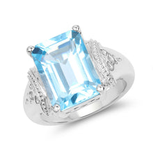 Load image into Gallery viewer, 8.89 Carat Genuine Swiss Blue Topaz .925 Sterling Silver Ring