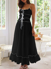 Load image into Gallery viewer, Vintage Ruffled Hem Midi Dress With Tied And Ruched Detail Elegant Feminine Girls Dress