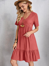 Load image into Gallery viewer, Classic Full Size V-Neck Short Sleeve Dress Casual & Comfortable Dress for Women