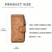 Load image into Gallery viewer, Vintage Faux Leather Long Wallet – Trifold Credit Card Holder with Snap & Zipper