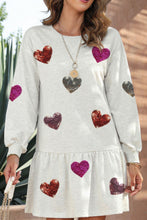 Load image into Gallery viewer, Cute Heart Round Neck Long Sleeve Mini Dress Stylish Dress for Women Girls Simple Charming Dress