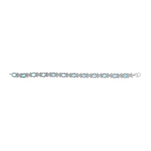 Load image into Gallery viewer, .925 Sterling Silver Oval Blue Topaz Diamond Butterfly Link Bracelet (I-J Color, I1-I2 Clarity) - Size 7" Inches
