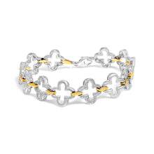 Load image into Gallery viewer, .925 Two-tone Sterling Silver 1/10 Cttw Natural Round Diamond Fashion Tennis Bracelet (I-J Color, I1-I2 Clarity) - 7"