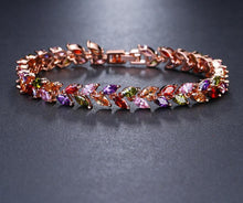 Load image into Gallery viewer, Luxury Diamond Shiny Fashion Charm AAA Cubic White Zircon Four Colors Leaf Jewelry Bracelets For Woman Elegance Wedding Party Gift