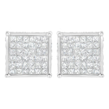 Load image into Gallery viewer, 10K White Gold 2ct TDW Princess-Cut Composite Diamond Stud Earring (I-J ,I2-I3)