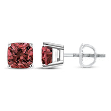 Load image into Gallery viewer, 14K White Gold 1 1/2 Cttw Lab Grown Pink Cushion 4-Prong Set Classic Diamond Solitaire Stud Earrings (Pink Color, VS1-VS2 Clarity)