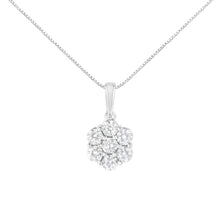 Load image into Gallery viewer, 14K White Gold 2.00 Cttw Brilliant Round-Cut Diamond 7 Stone Flower Cluster 18" Pendant Necklace (H-I Color, SI2-I1 Clarity)