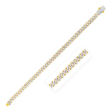 Load image into Gallery viewer, 14k Yellow Gold White Pave High Polish Modern Lite Miami Cuban Bracelet (6.5mm)