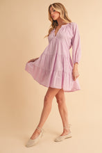Load image into Gallery viewer, Notched Balloon Sleeve Tiered Mini Dress For Women–Trendy, Chic Style with Modern Balloon Sleeves, Tiered Layers for a Playful & Flirty Look
