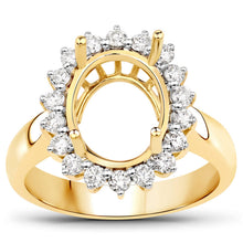 Load image into Gallery viewer, 0.54 Carat Genuine White Diamond 14K Yellow Gold Semi Mount Ring - holds 11x9mm Oval Gemstone