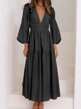Load image into Gallery viewer, Lightweight Deep V-Neck Balloon Sleeve Maxi Dress Elegant & Flowing Silhouette Unique Dress