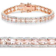 Load image into Gallery viewer, 18K Rose Gold Plated 11.60 Carat Genuine Morganite .925 Sterling Silver Bracelet