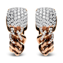 Load image into Gallery viewer, 18K Rose Gold 3/4 Cttw Round Diamond Pave Cuban Chain Huggie Earrings (G-H Color, SI1-SI2 Clarity)