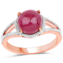 Load image into Gallery viewer, 14K Rose Gold Plated 5.05 Carat Glass Filled Ruby .925 Sterling Silver Ring