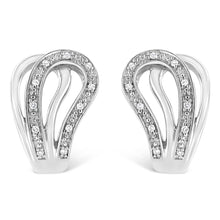 Load image into Gallery viewer, .925 Sterling Silver Pave-Set Diamond Accent Horseshoe Hoop Earring (I-J Color, I1-I2 Clarity)