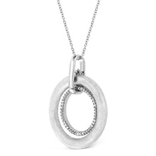 Load image into Gallery viewer, .925 Sterling Silver Prong-Set Diamond Accent Satin Finished Double Circle 18" Pendant Necklace (I-J Color, I1-I2 Clarity)