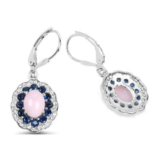Load image into Gallery viewer, 4.00 Carat Genuine Opal Pink, Blue Sapphire and White Topaz .925 Sterling Silver Earrings
