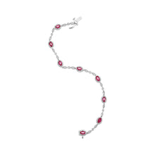Load image into Gallery viewer, 10K White Gold 4.5mm x 3mm Oval Ruby and Diamond Link Bracelet (H-I Color, SI1-SI2 Clarity) - Size 7"