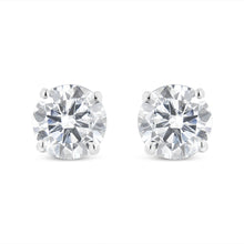 Load image into Gallery viewer, 14K White Gold 1-1/2 Cttw Round Brilliant-Cut Diamond Classic 4-Prong Stud Earrings with Screw Backs (H-I Color, I1-I2 Clarity)