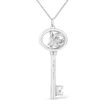 Load image into Gallery viewer, .925 Sterling Silver Diamond Accent Virgo Zodiac Key 18" Pendant Necklace (K-L Color, I1-I2 Clarity)