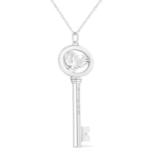 Load image into Gallery viewer, .925 Sterling Silver Diamond Accent Virgo Zodiac Key 18" Pendant Necklace (K-L Color, I1-I2 Clarity)