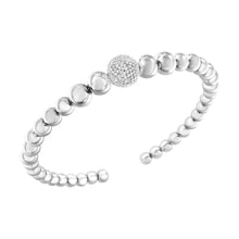 Load image into Gallery viewer, .925 Sterling Silver 1/6 Cttw Diamond Rondelle Graduated Ball Bead Cuff Bangle Bracelet (I-J color, I2-I3 clarity) - Fits wrists up to 7 1/2 inches