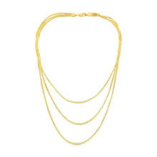Load image into Gallery viewer, 14k Yellow Gold Three Strand Herringbone Chain Necklace
